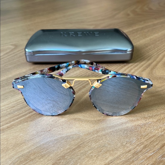 KREWE St Louis Classic mirrored sunglasses - pink multicolored rims - Picture 1 of 4